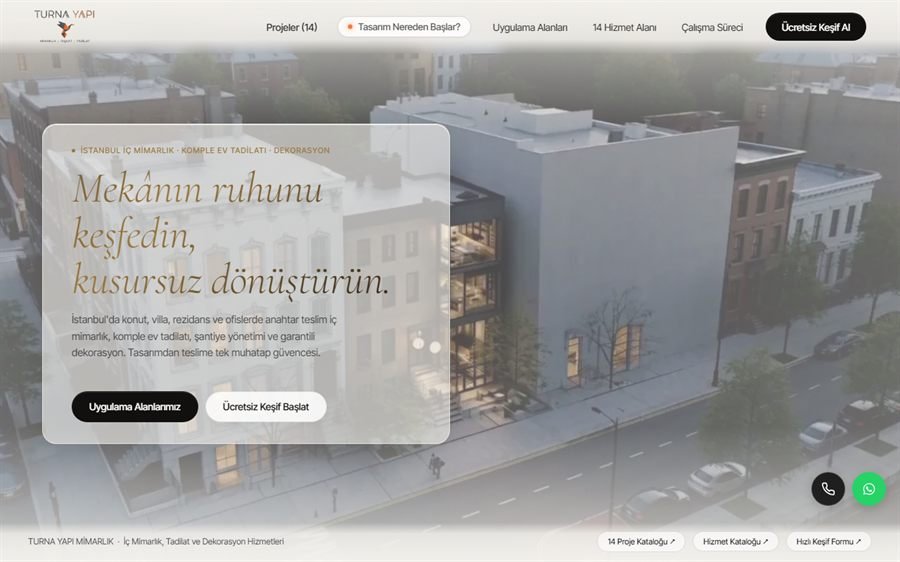 Turna Mimarlık Web Sitesi Ekran Görüntüsü
